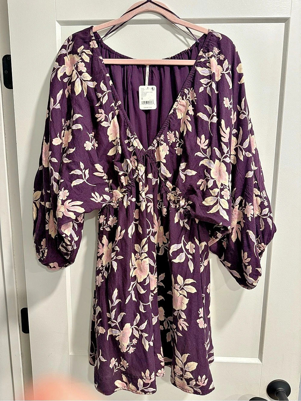 Free People Clara Cherry Combo Floral Mini Dress Purple Pink Size Medium NWT